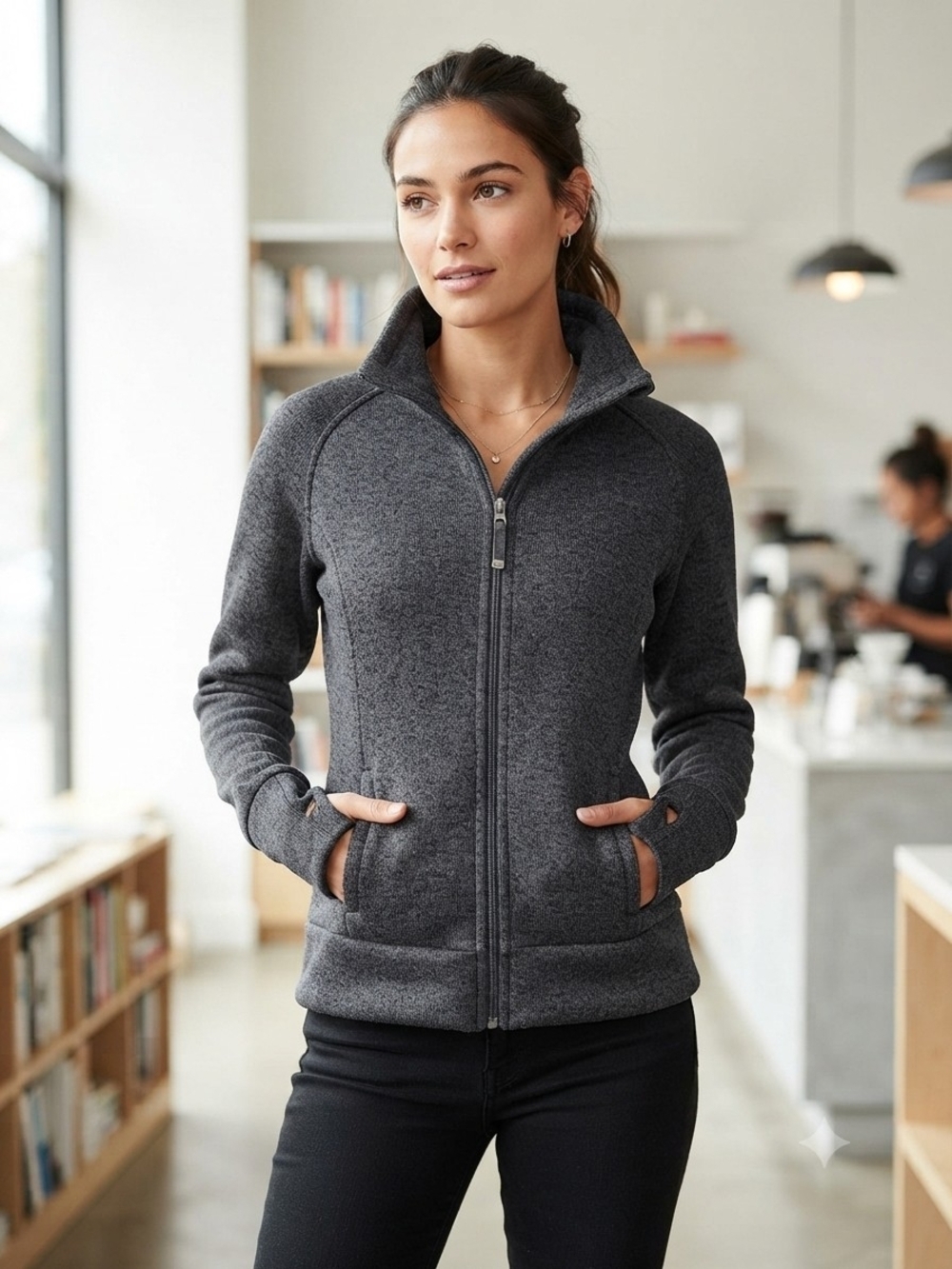 Well + Calm Women’s Gray Full-Zip Utility Jacket Size Med